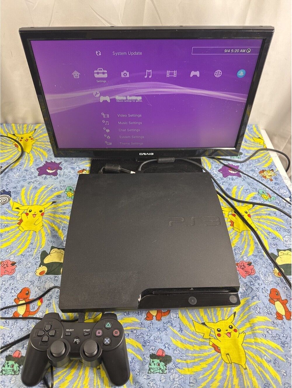 Sony PS3 Slim 160GB CECH-3001A Black HDMI Wi-Fi w/ 3rd Party Controller #1
